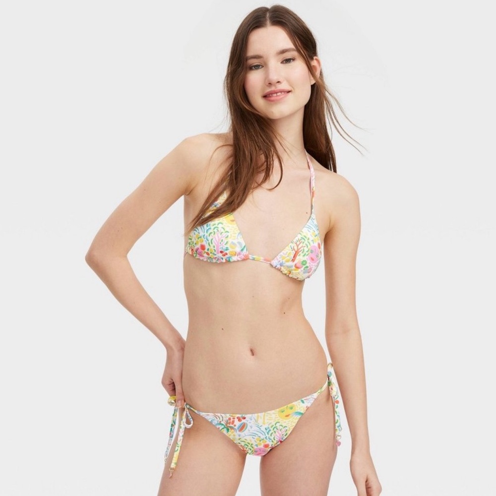 Roller Rabbit White Floral Tie-Side Triangle Bikini